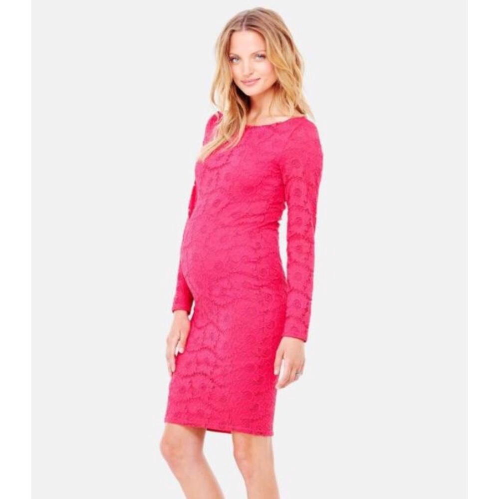 Ingrid Isabel Maternity Lace Hot Pink Dress